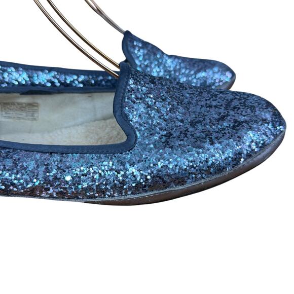 Ugg Alloway Ice Blue Glitter Sherpa Wool Lined Slip On Flats Shoes Womens sz 12 - Picture 13 of 16